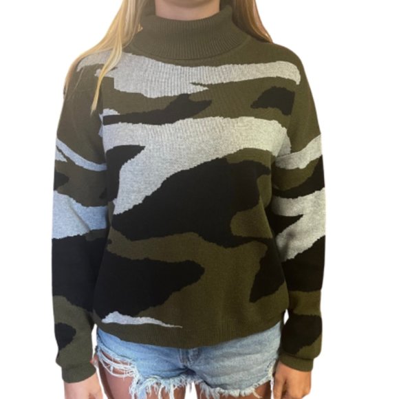 KARLIE Camo Turtleneck Sweater - Picture 1 of 2
